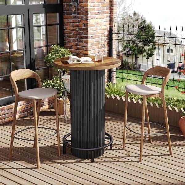 39.4" H Wooden Round Bistro Pub Bar Table for Dining, Cafe, Living Room ...