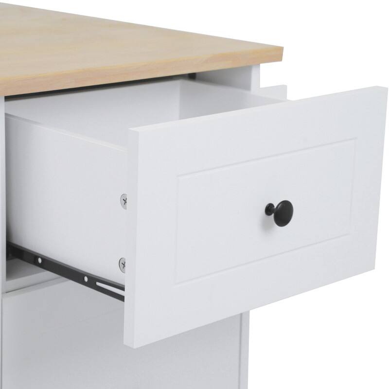 Kitchen Island with Drop Leaf, 53.9" Rolling Kitchen Cart on Wheels w/ Internal Storage Rack & 3 Tier Pull Out Cabinet Organizer