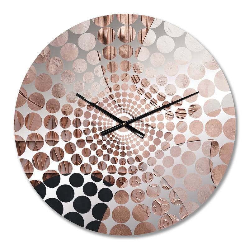 Designart "Rosegold Half Circles Boho I" Gold Abstract Clocks Modern Oversized Wall Clocks For Bedroom