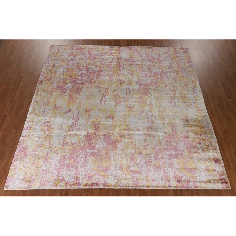 Hand Knotted Oriental 100% Wool Carpet Modern All-Over Multi-Colored Abstract Area Rug - 10' 11'' X 10' 11''