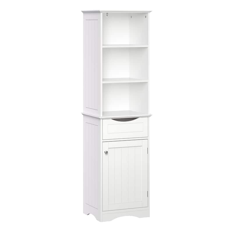 RiverRidge Ashland Tall Bathroom Storage Linen Cabinet and Organizer with Drawer and Shelves