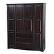 preview thumbnail 18 of 24, Palace Imports 100% Solid Wood Family 4-Door Wardrobe Armoire with Metal or Wooden Knobs Java