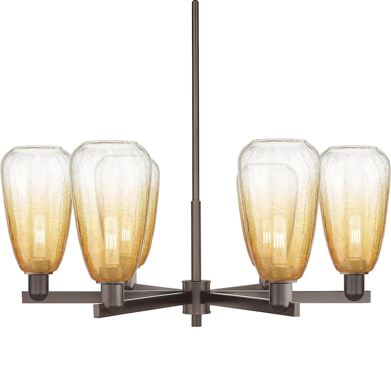 Innovations Lighting 716-6CR-14-24 Brookhaven Almond Chandelier - Oil Rubbed Bronze / Amber