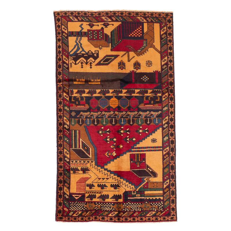 ECARPETGALLERY Hand-knotted Teimani Red Wool Rug - 3'7 x 6'6