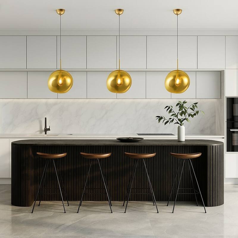 1-Light Gold Singe Pendant With A Gold ORB Acrylic Shade