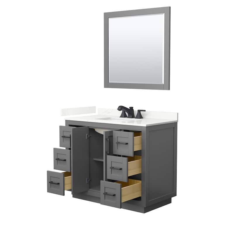 Miranda 42-inch Single Vanity, Quartz Top, 34-inch Mirror