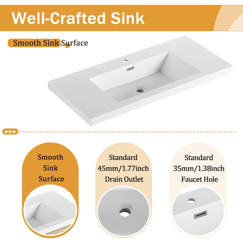 Malwee 36"/42"/48" FreeStanding Bathroom Vanity with Sink