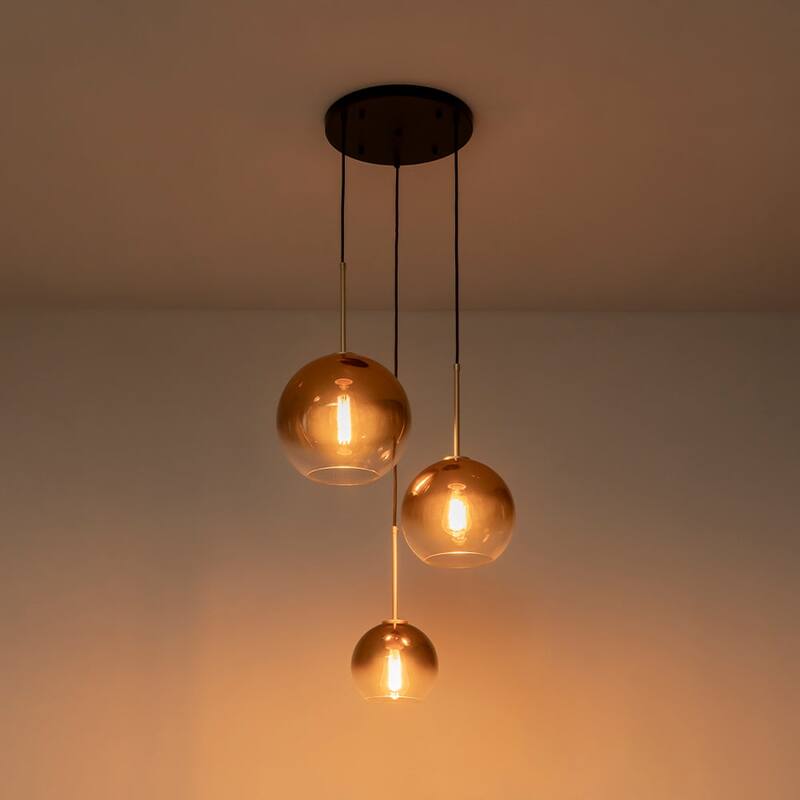 3-Light Round Polished Glass Globe Bubble Pendant Light