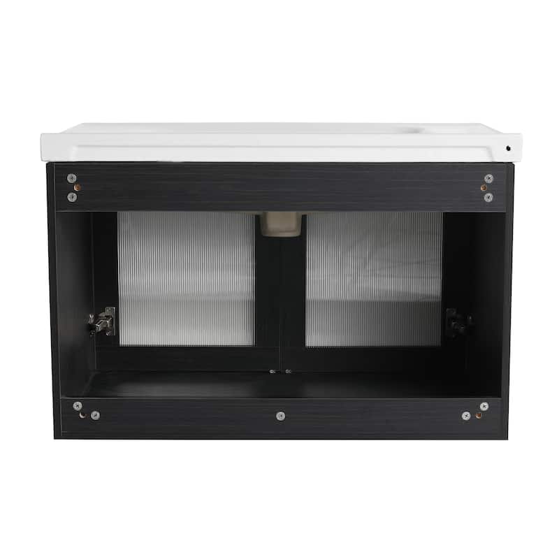 32" Floating Bathroom Vanity with Sink, Wall Mounted Bathroom Vanity with Soft Close Door