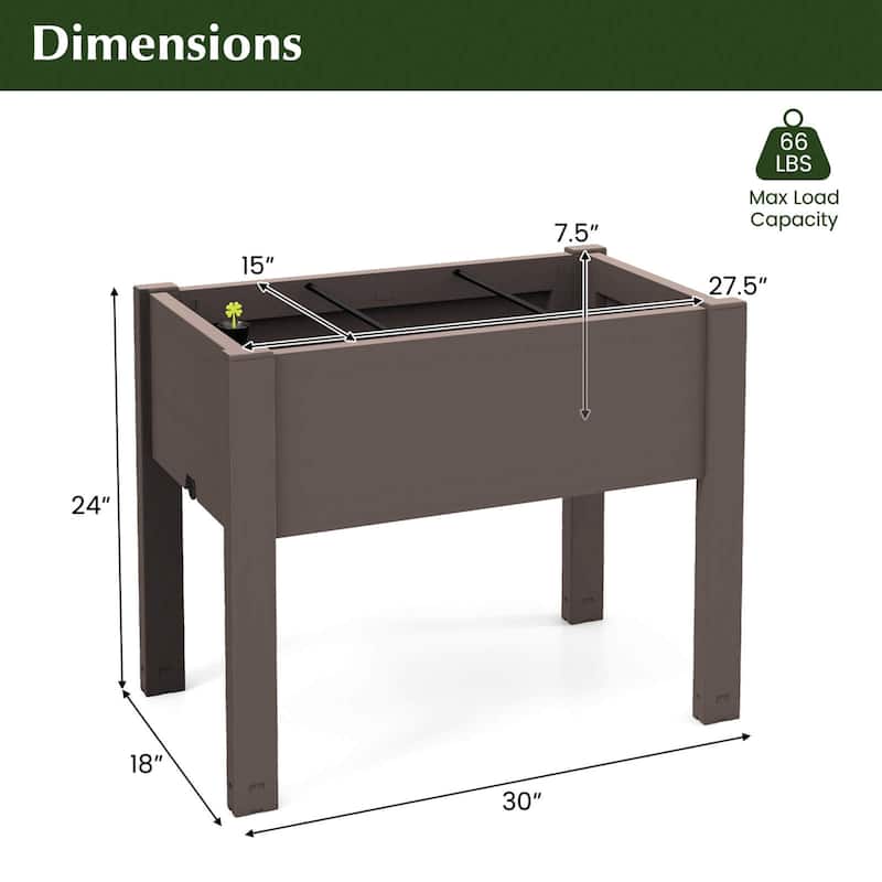 Costway Raised Garden Bed with Water Level Indicator Drainage Hole for - See Details