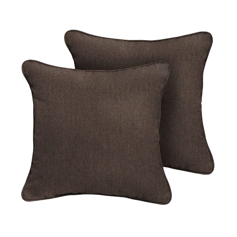 Sorra Home Sunbrella Outdoor Corded Pillow Set of 2 - Sunbrella - Canvas Java - 18 in H x 18 in W x 6 in D