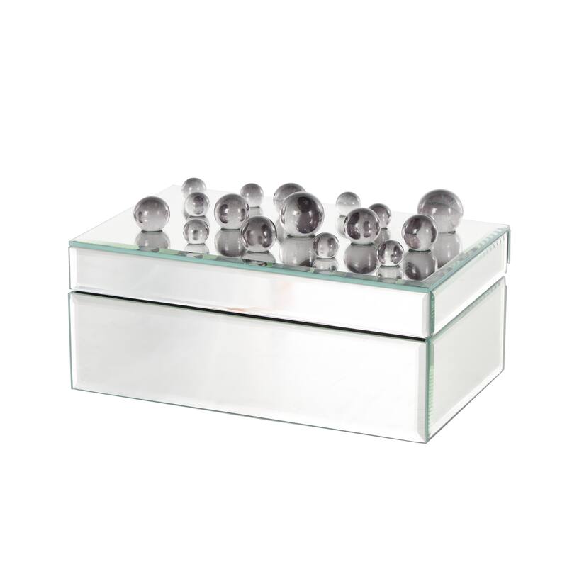 Glass Mirrored Jewelry Box with Pink or Black Bubble Textured Balls - Silver - Roche River Decor - Silver/Black