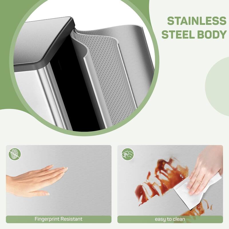 Kitchen Trash Can, 16 Gallon Garbage Can with Dual Inner Bins, Large Capacity 60 Liter Trash Can with Soft-Close Foot Pedal