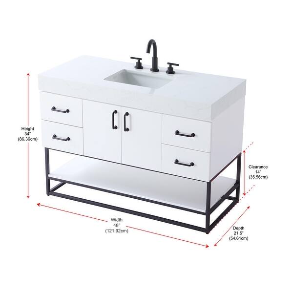 dimension image slide 3 of 12, Lennox 48 - 60 Inch Single Bathroom Vanity