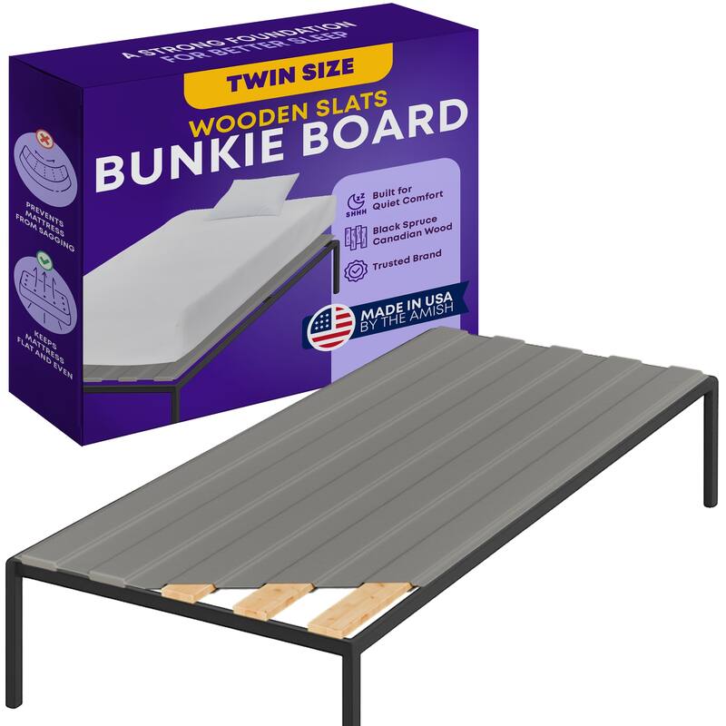 0.75" Vertical Standard Mattress Support Wooden Slats with Cover. - Twin