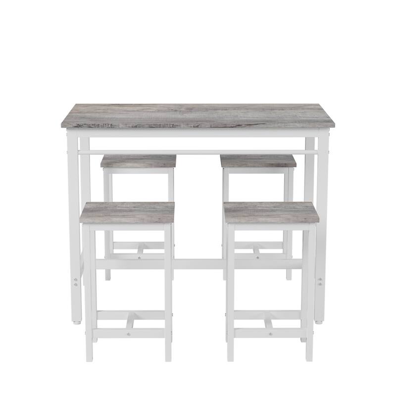 5-Piece Modern Bar Table Set with 4 Stools
