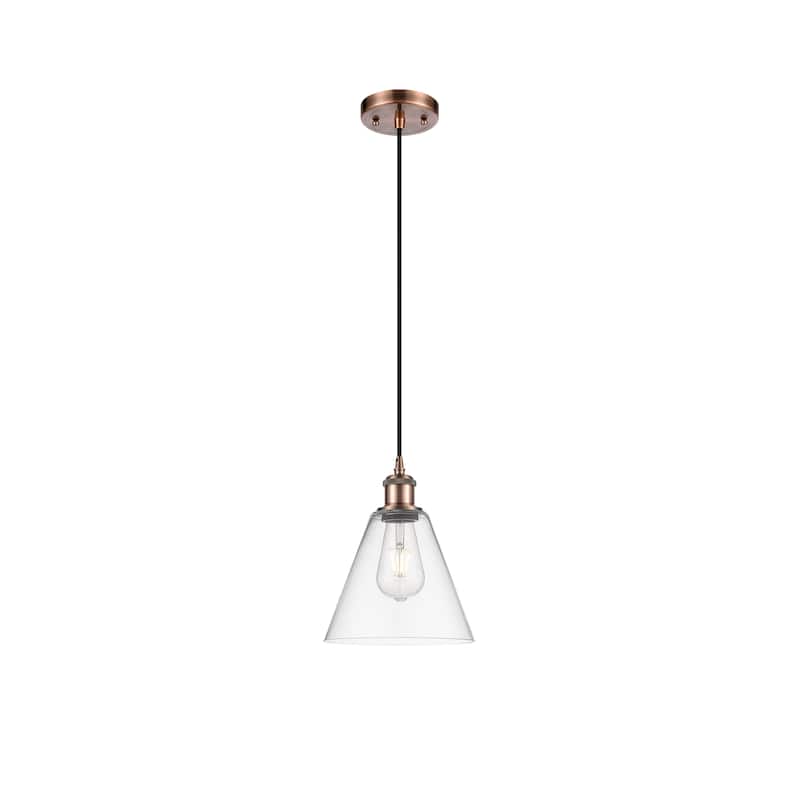 Innovations Lighting Ballston Berkshire 1 Light 8" Cord Hung Mini Pendant - Antique Copper/Matte Black