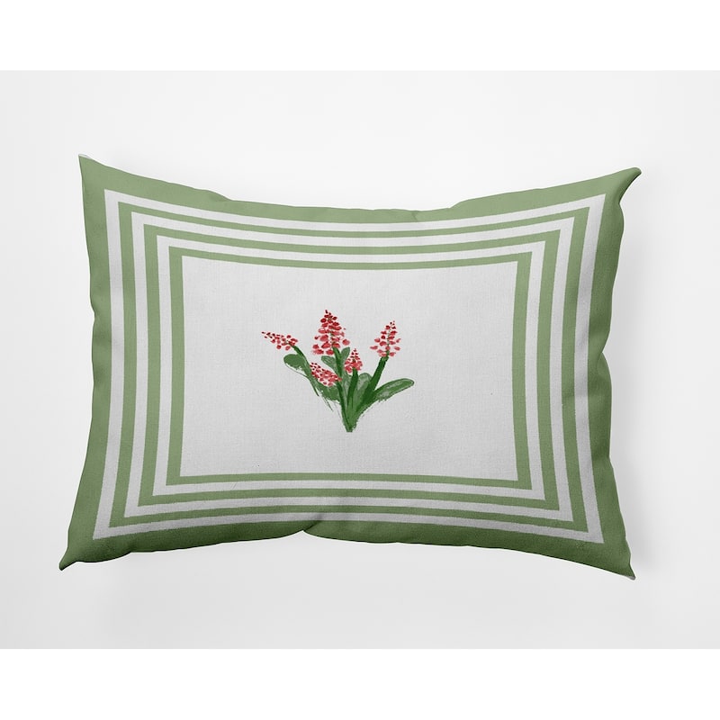 Framed Bouquets Decorative Throw Pillow - Fresh Green - 14" x 20"