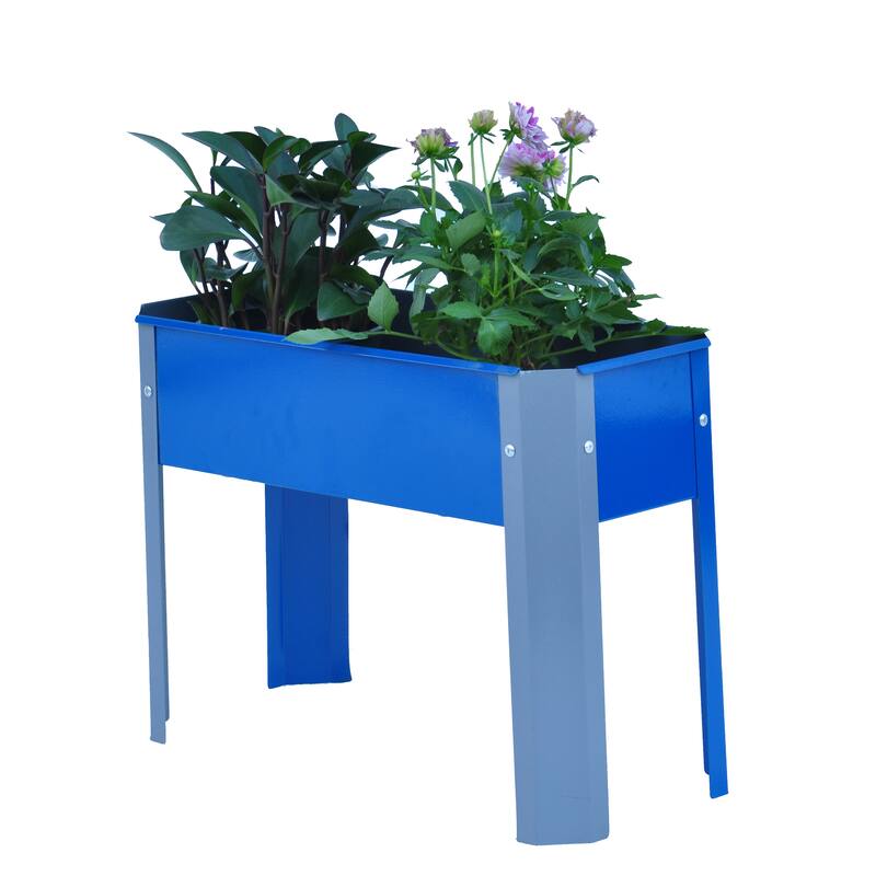 Outdoor Galvanized Raised Garden Bed Elevated Garden Planter Flowerpot Box with Legs for Gardening Vegetables Flower
