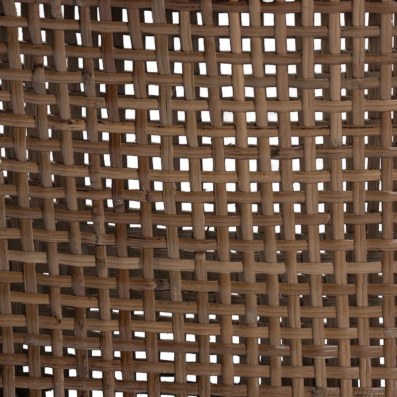 Abiel Natural Rattan Counter Stool with Arms and Removable Cushion - Handwoven Wicker Stool with Mahogany Wood Frame