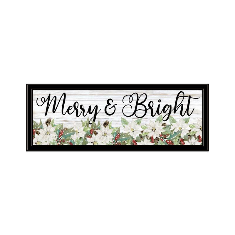 TrendyDecor4U Contemporary "Merry & Bright" Framed Print Wall Art - Multi