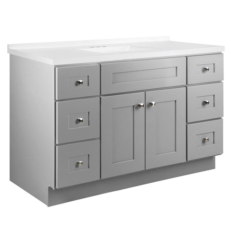 Brookings 49 Inch Fully Assembled Bath Vanity with Modern White Top