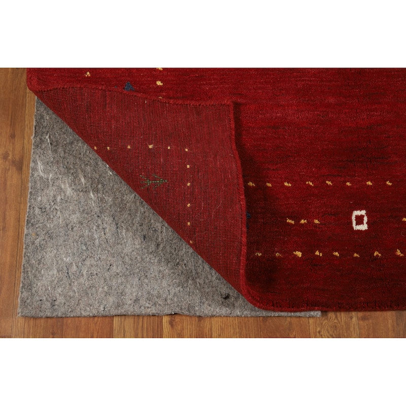 Red Gabbeh Indian Rug Hand-Knotted Tribal Oriental Wool Carpet - 3'11" x 5'11"