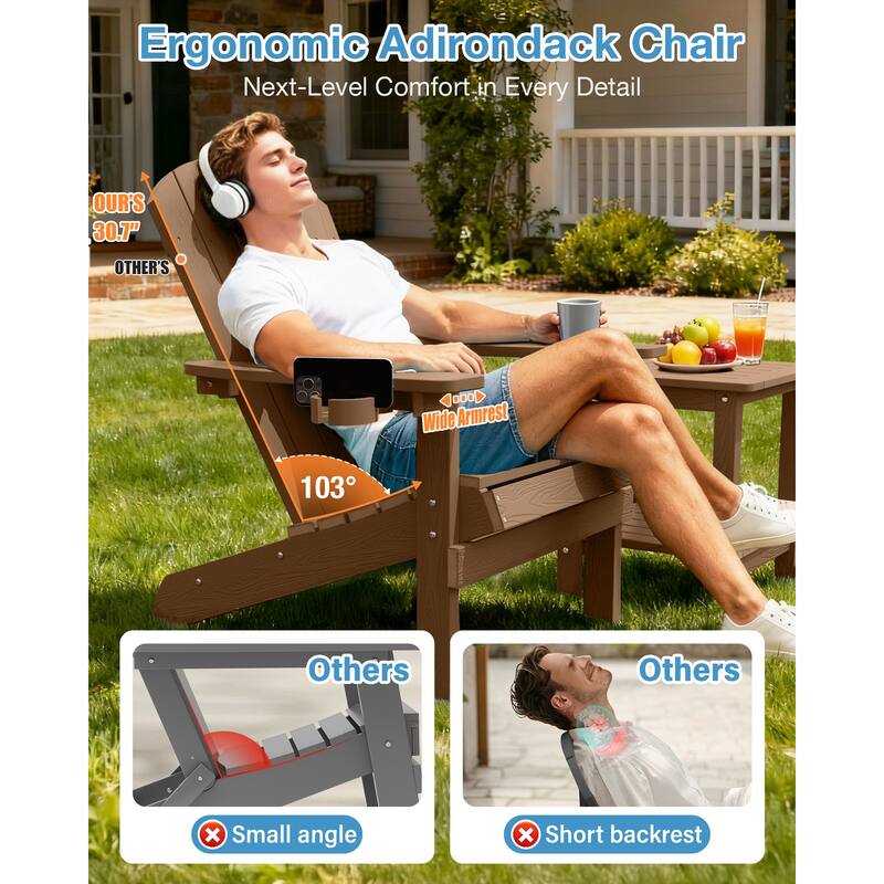 WINSOON All Weather HIPS Outdoor Plastic Adirondack Chairs Set of 4