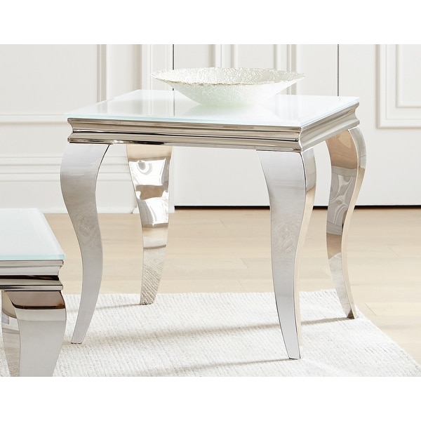 Delilah White and Chrome Square End Table. Opens flyout.