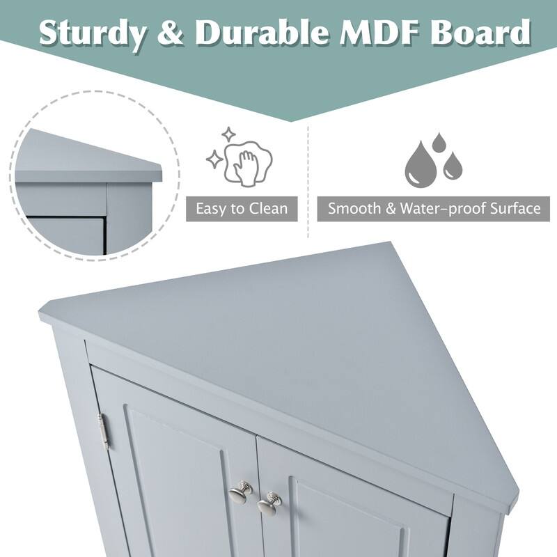 Bathroom Storage Cabinet with Adjustable Shelves, Triangle Bathroom Storage Cabinet, Freestanding Floor Cabinet
