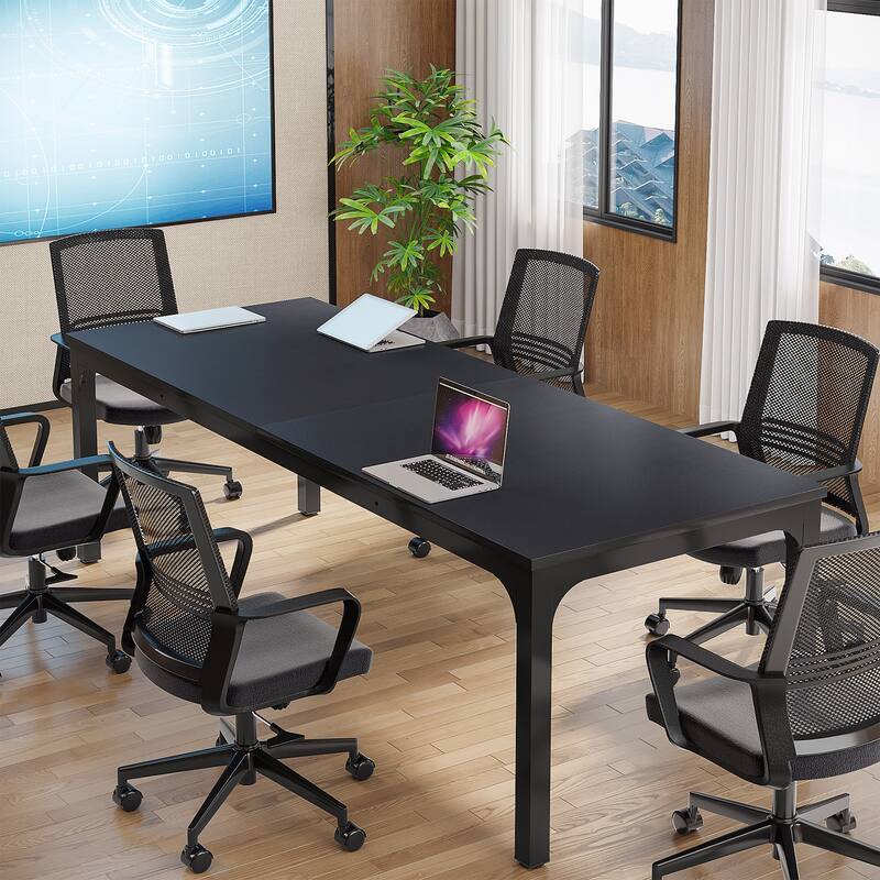 Long Conference Table Set of 4, 13FT Large Rectangle Meeting Seminar Table, 78.74-Inch Business Tables