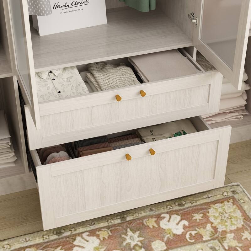 Modular Modern Glass Door Wardrobe:Storage Closet Solution Armoire