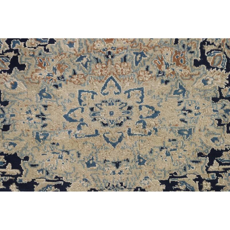 Blue Nain Toodeshk Persian Antique Area Rug Handmade Wool Carpet - 3'11"x 5'11"