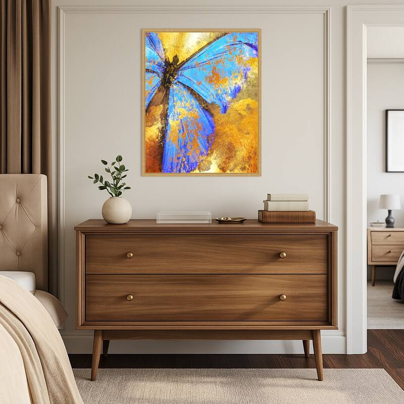 Blue Butterfly by Sannel Larson Framed Canvas Wall Art Print