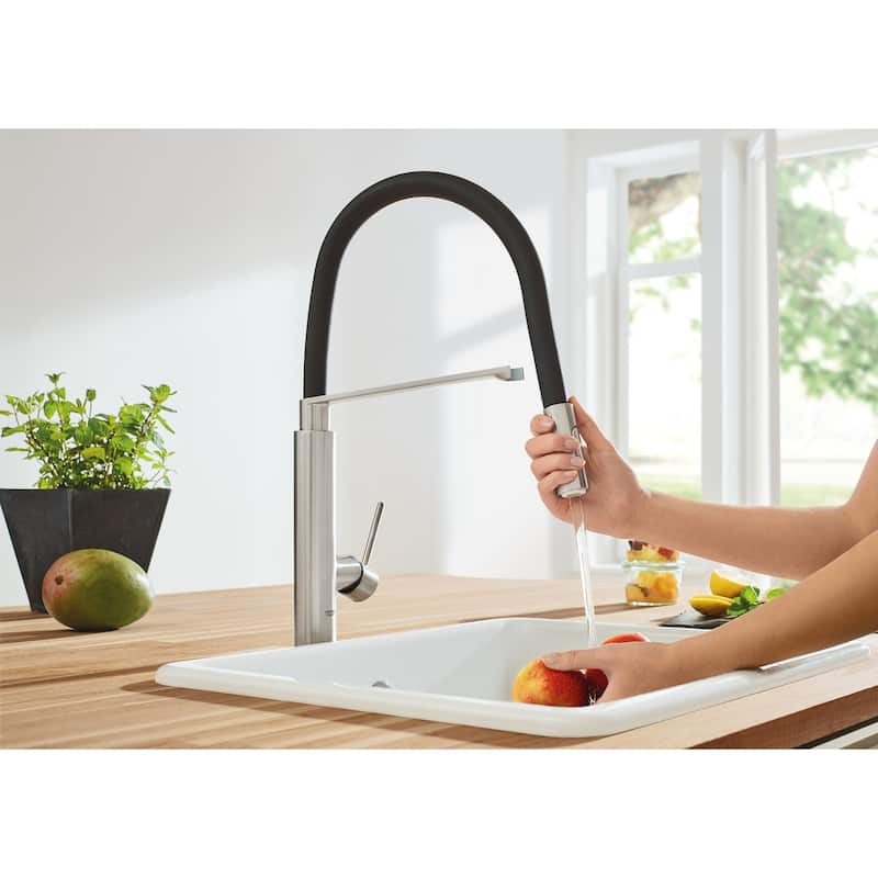 Grohe Pre-Rinse Spray Kitchen Faucet with Locking Push Button Control