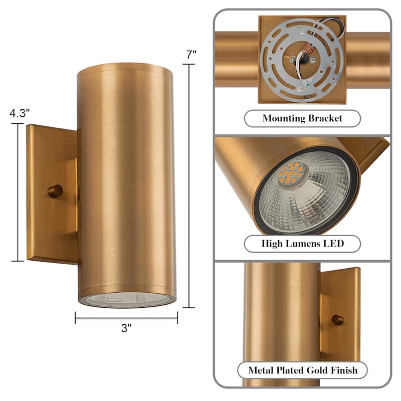 2 - Light Modern Industrial LED Outdoor Wall Sconce