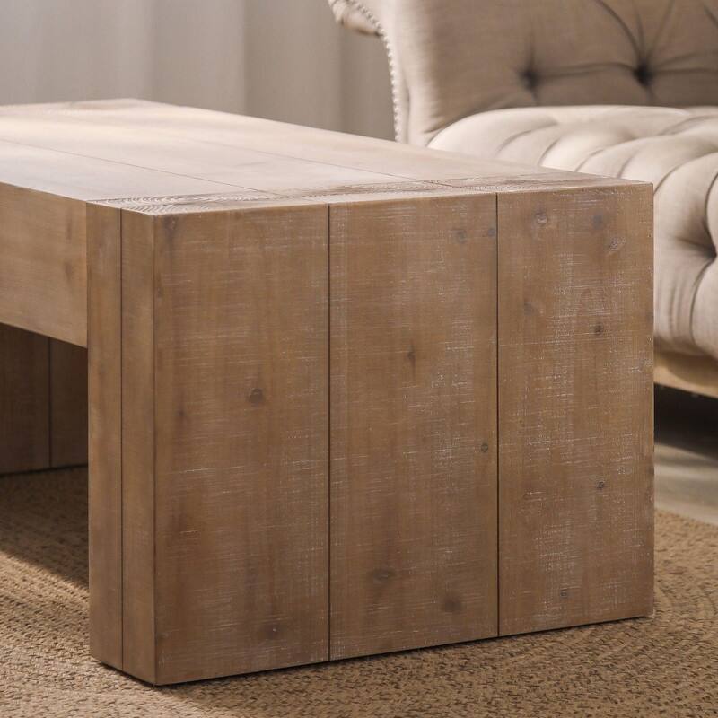 Rustic 49" Wood Coffee Table, Farmhouse Rectangular Table for Living Room Space