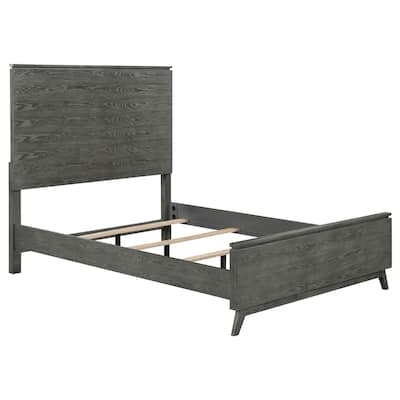 Nathan Mid-Century Modern Wood Panel Bed Grey