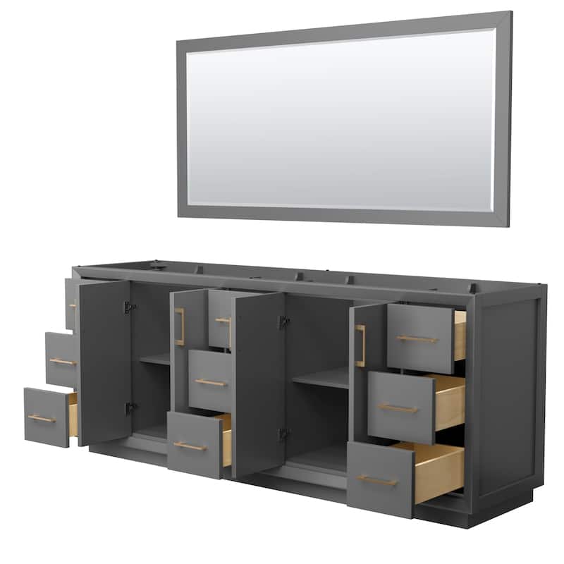 Strada 84-Inch Double Vanity Cabinet, 70-Inch Mirror
