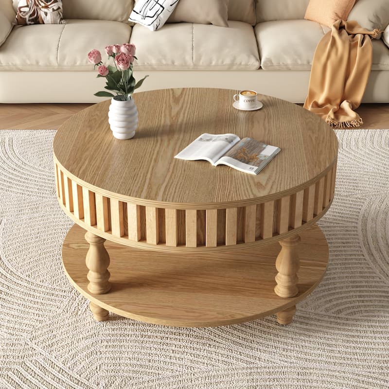 GDF Studio - Farmhouse Wooden Storage Coffee Table with Flip-Top