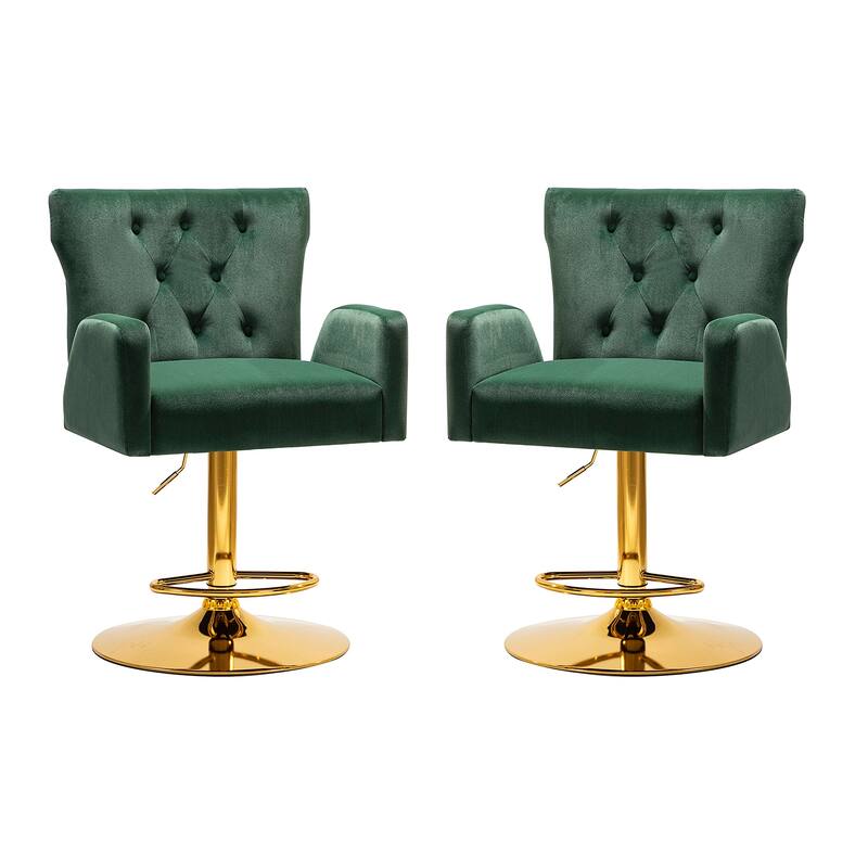 Loreto Modern Tufted Velvet Swivel chair with Adjustable Height Set of 2 by HULALA HOME