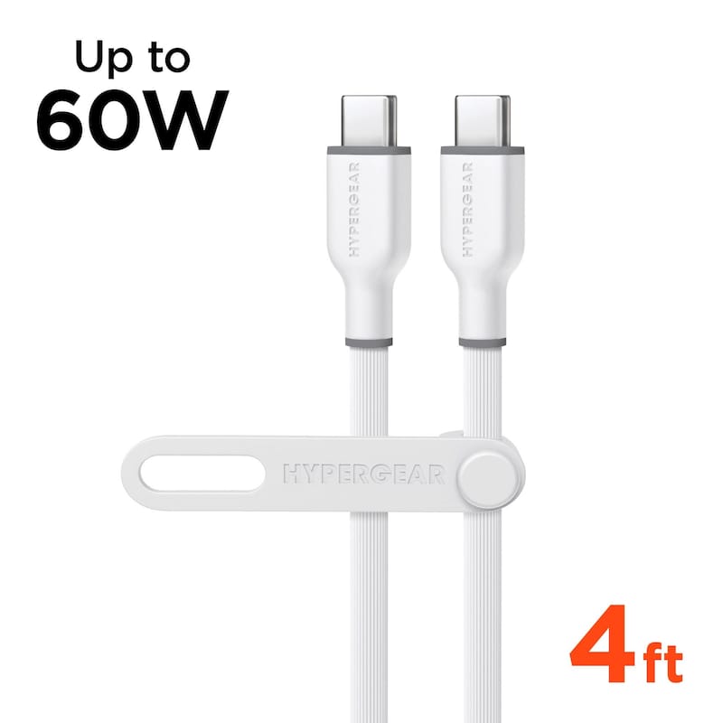HyperGear Flexi PRO USB-C to USB-C Cable 4ft - White