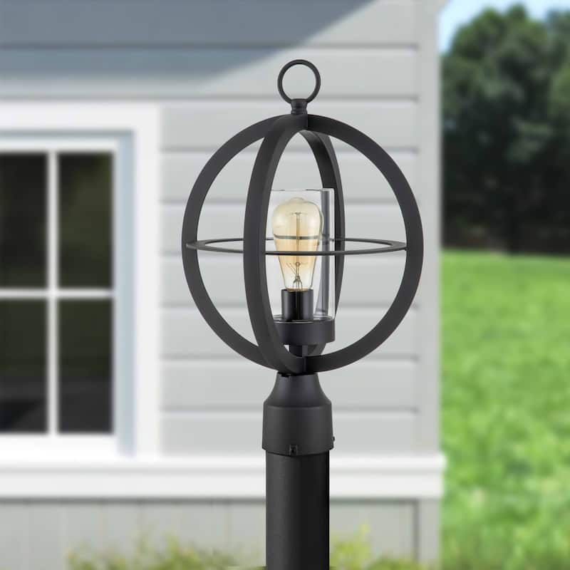 C Cattleya Black 1-light 9.75"/12" Global Cage Outdoor Post Light
