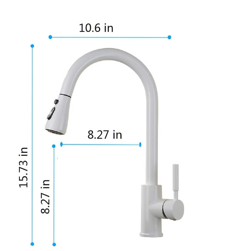 White Kitchen Faucet with Pull Out Sprayer