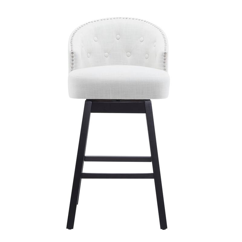33.25" Swivel Counter Stools Set of 2, Upholstered Counter Height Bar Stools with Solid Rubber Wood Frame, Backrest, Footrest