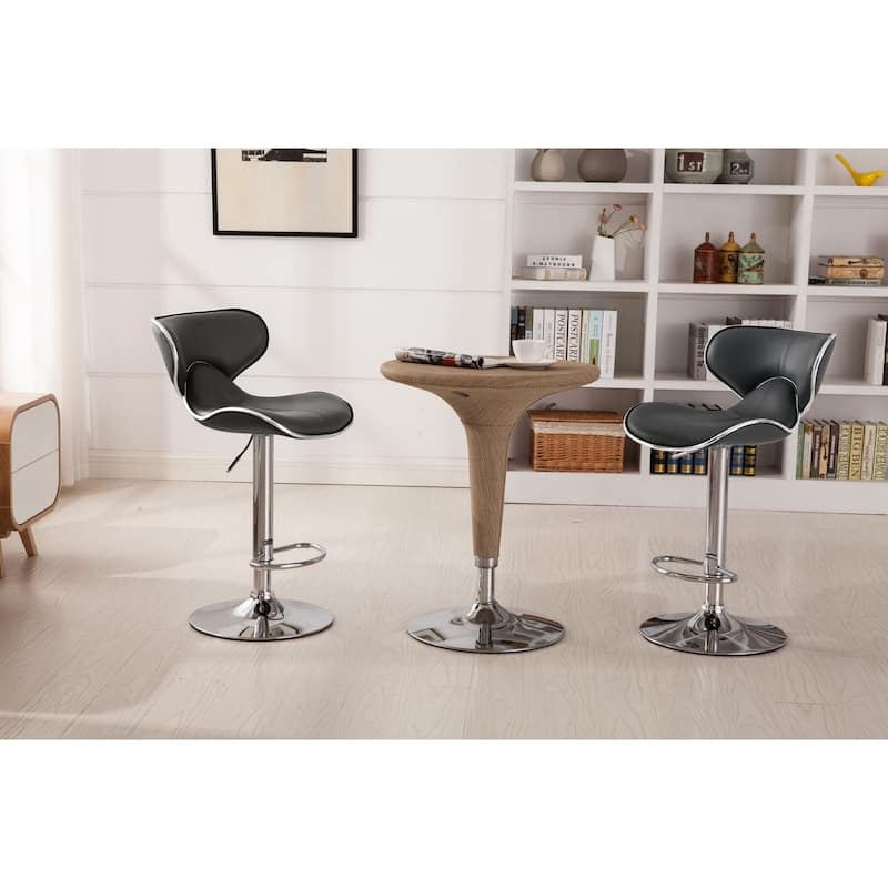 Roundhill Furniture Masaccio Leatherette Airlift Adjustable Swivel Barstool (Set of 2)