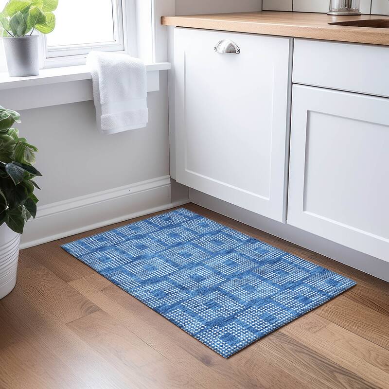 Machine Washable Indoor/ Outdoor Chantille Modern Houndstooth Rug