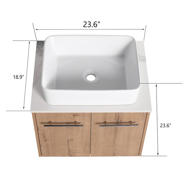 BNK 24"/30" Single Sink Bathroom Vanity with Soft Close Door, Modern Floating Vanity