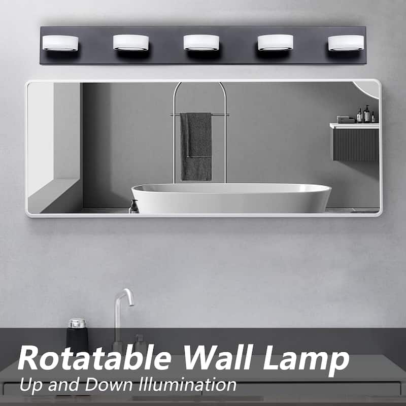 LED Modern Black 5-Light Vanity Lights Fixtures Over Mirror