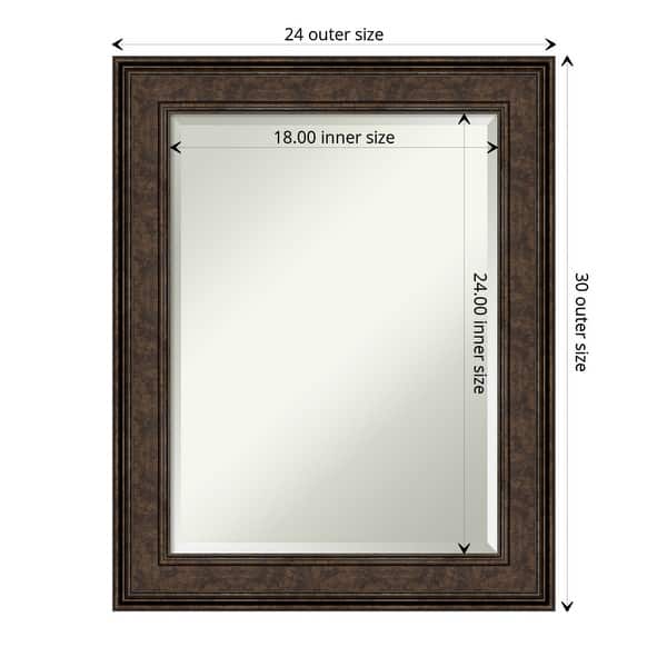dimension image slide 4 of 6, Beveled Bathroom Wall Mirror - Ridge Bronze Frame